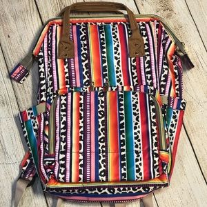 Serape leopard diaper backpack